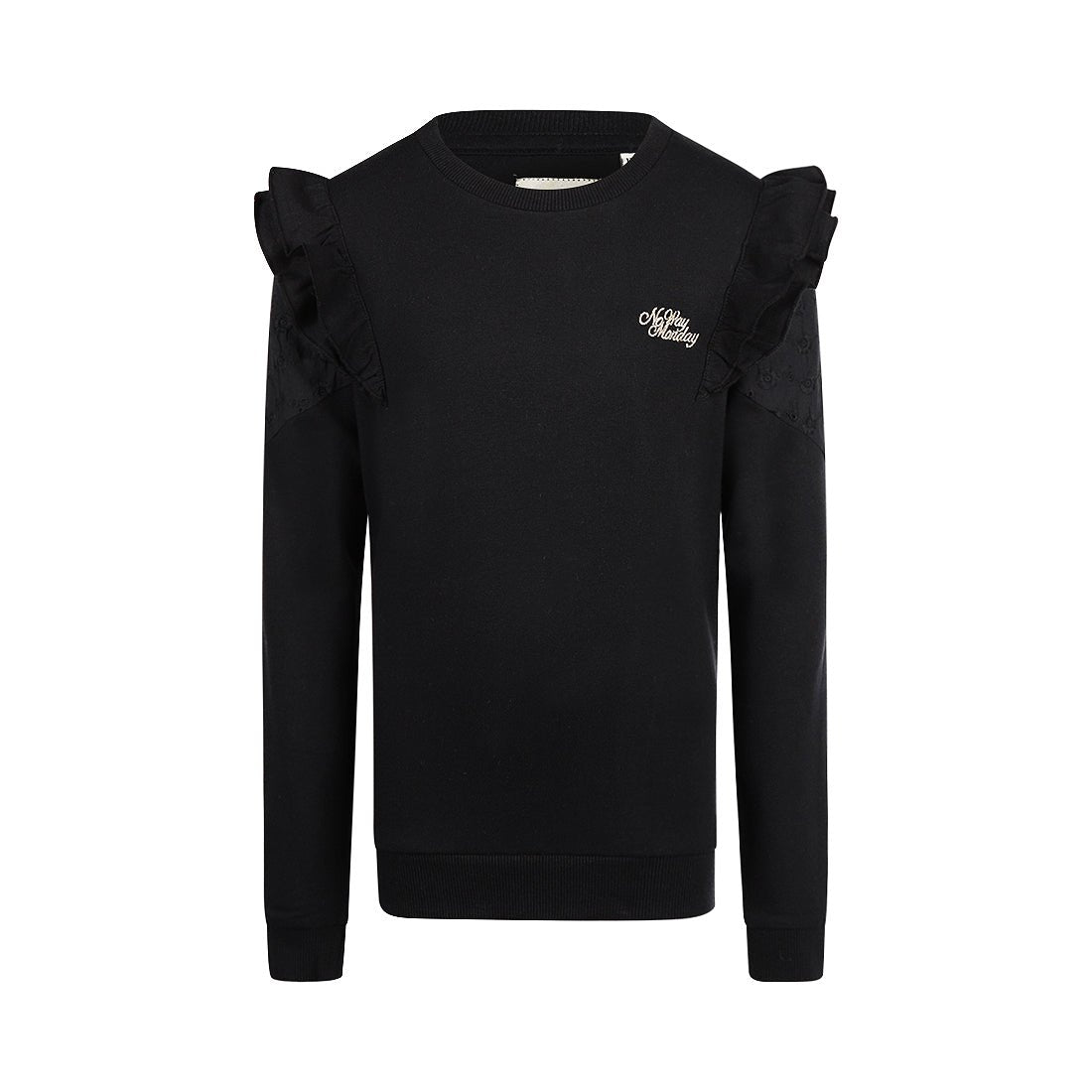 Suéter negro con volantes en hombros - Kool KidsNWMKool KidsQ52065Suéter negro con volantes en hombros8 AñosNegro